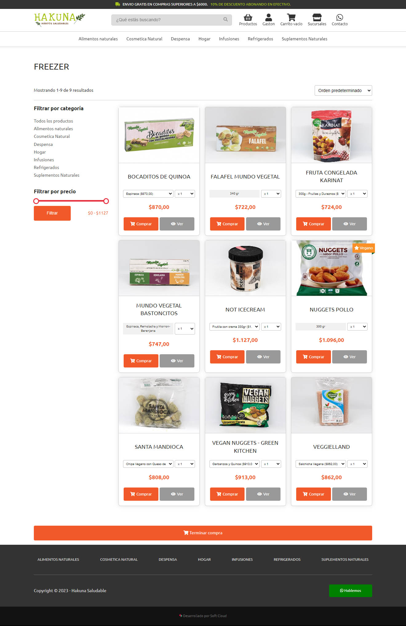 Hakuna Saludable app interior